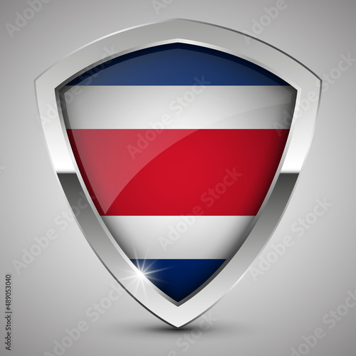 Free Download EPS10 Vector Patriotic shield with flag of Costarica. - GFXLoad
