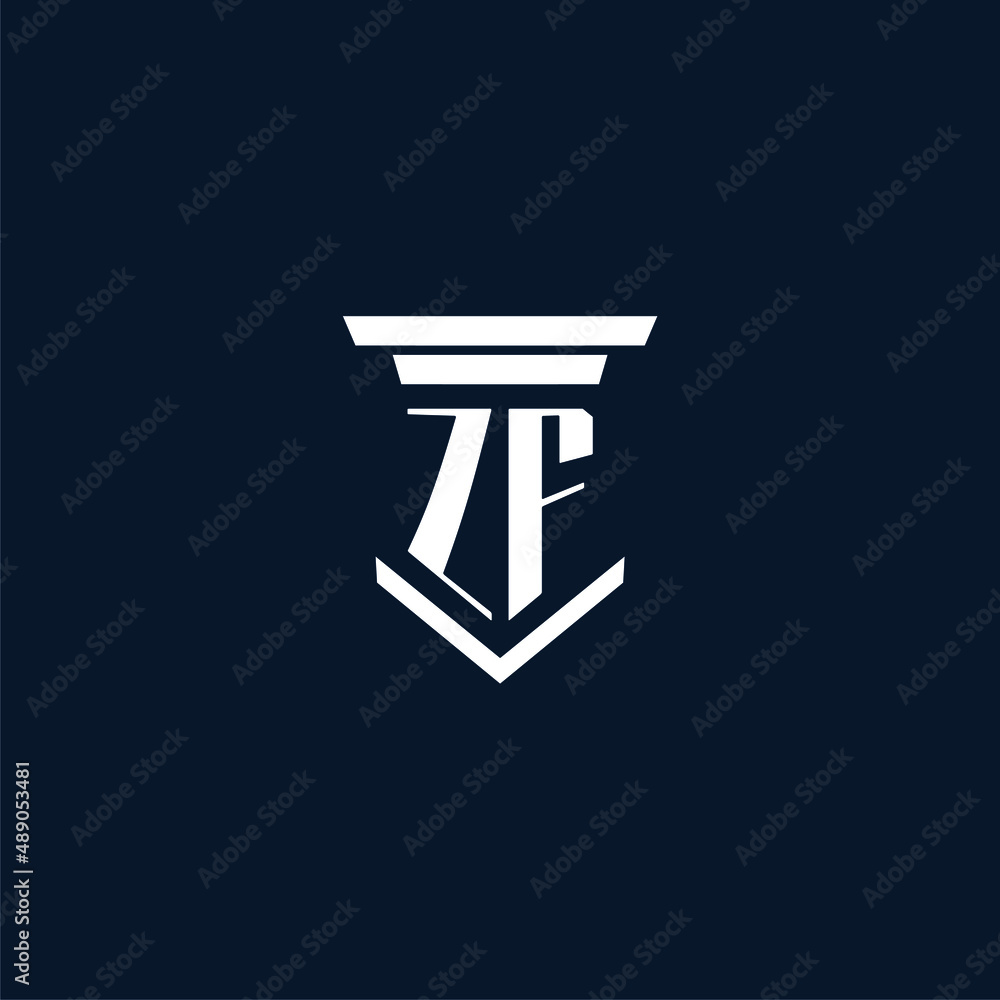 ZF initial monogram logo lawfirm with pillar design Stock Vector ...