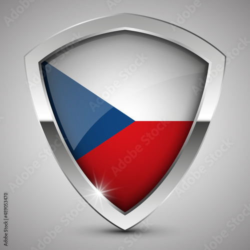 EPS10 Vector Patriotic shield with flag of CzechRepublic. Free Download EPS10 Vector Patriotic shield with flag of CzechRepublic. - GFXLoad