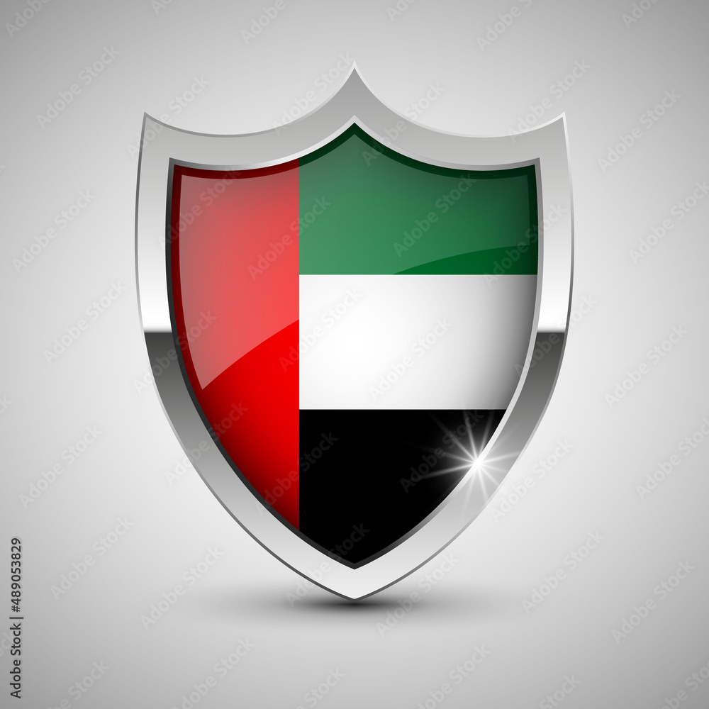 EPS10 Vector Patriotic shield with flag of UAE. An element of impact for the use you want to make of it. EPS10 Vector Patriotic shield with flag of UAE. An element of impact for the use you want to make of it.