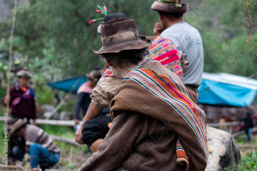 Profile of a Sarhua man in traditional clothing, Ayacucho, Peru. photo
