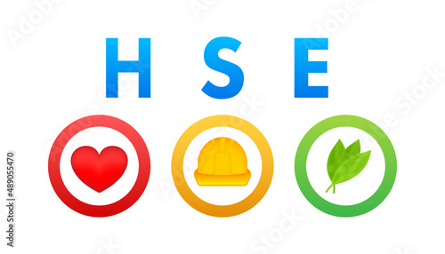 HSE - Health Safety Environment, Environmental Protection. Business circle. Vector stock illustration.