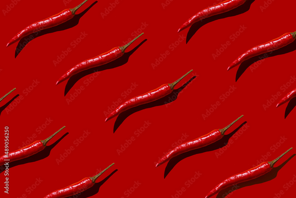Pattern of red hot chili peppers. Pop-art style. Good for web-banners, web  design, website backgrounds.. Stock Photo | Adobe Stock