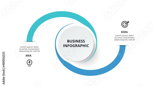 Creative concept for infographic with 2 steps, options, parts or processes. Business data visualization.