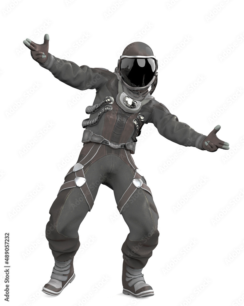 american astronaut is doing a gangster pose front view american astronaut is doing a gangster pose front view