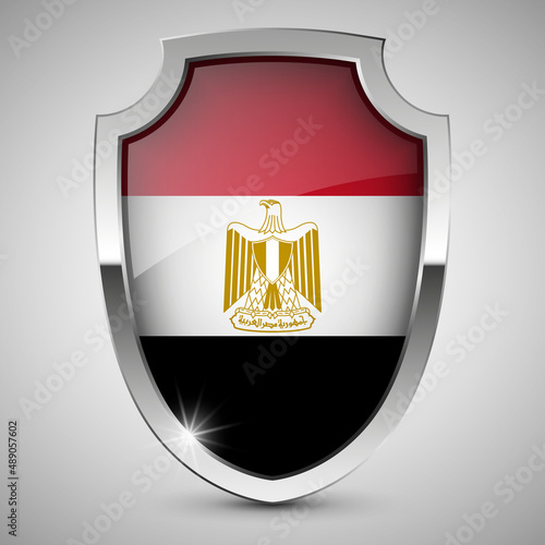 EPS10 Vector Patriotic shield with flag of Egypt.