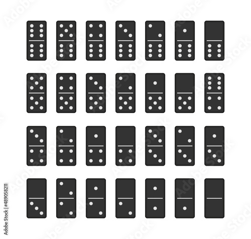 Domino game full set. game graphic element. Vector stock illustration.