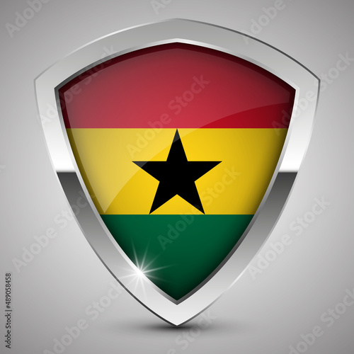 EPS10 Vector Patriotic shield with flag of Ghana.