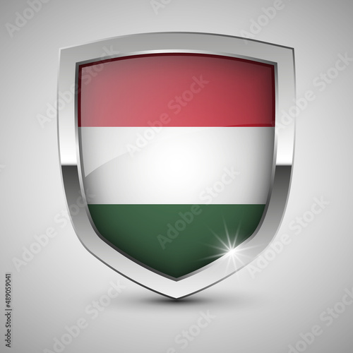 EPS10 Vector Patriotic shield with flag of Hungary. Free Download EPS10 Vector Patriotic shield with flag of Hungary. - GFXLoad