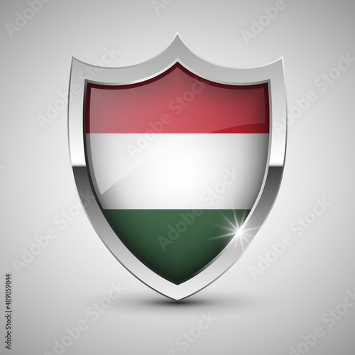 EPS10 Vector Patriotic shield with flag of Hungary. Free Download EPS10 Vector Patriotic shield with flag of Hungary. - GFXLoad