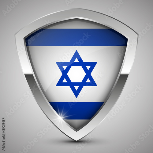 EPS10 Vector Patriotic shield with flag of Israel.