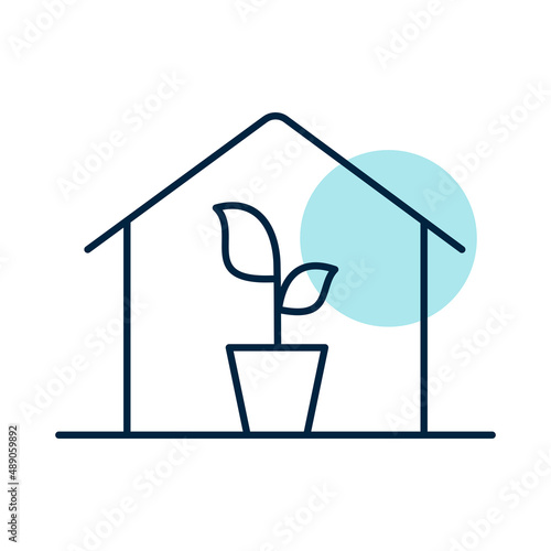 Greenhouse with seedlings inside vector icon