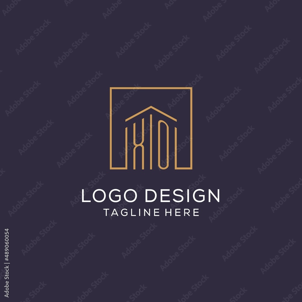 Initial XO logo with square lines, luxury and elegant real estate logo ...