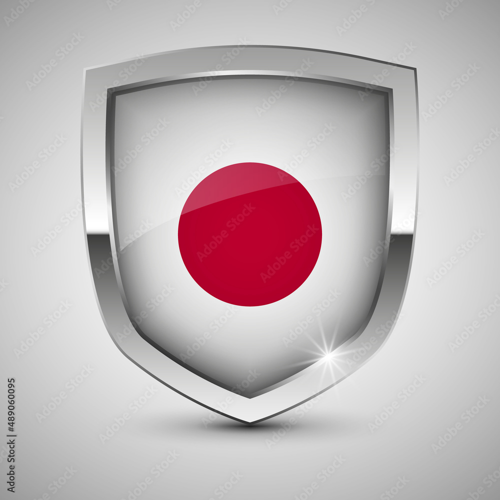 EPS10 Vector Patriotic shield with flag of Japan.