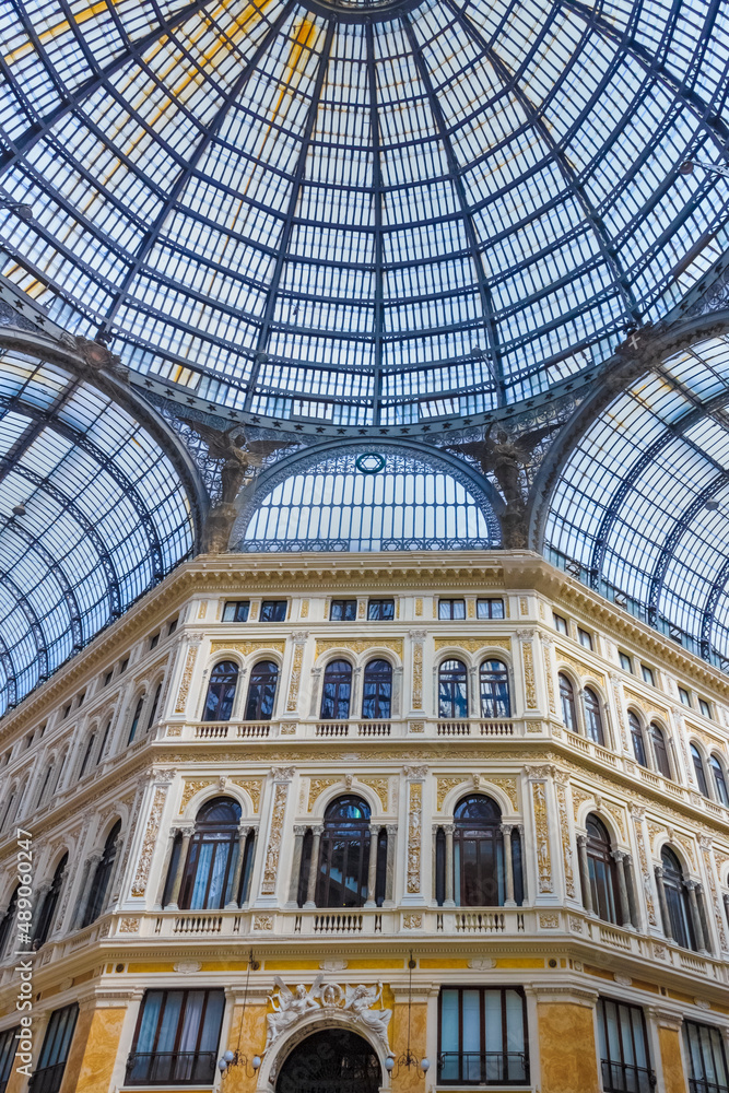 Interior of Galleria Umberto I in Naples,  Southern Italy.