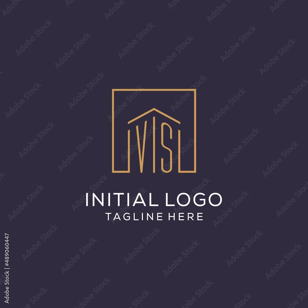 Initial VS logo with square lines, luxury and elegant real estate logo ...