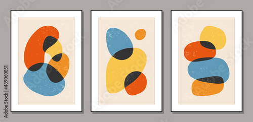 Set of minimal 20s geometric design posters, vector template