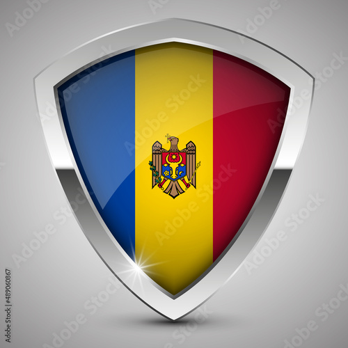 Free Download EPS10 Vector Patriotic shield with flag of Moldova. - GFXLoad