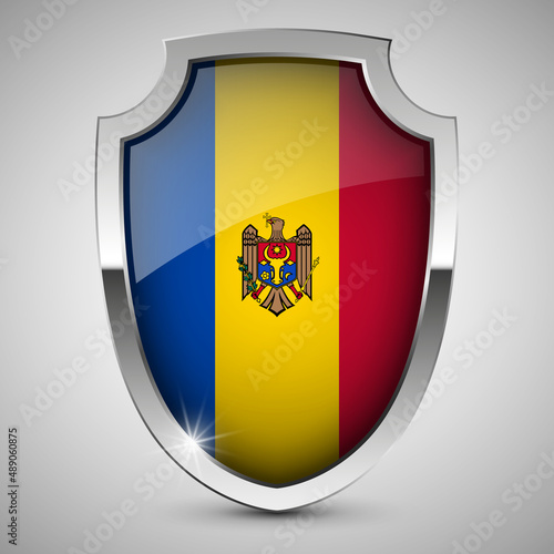 Free Download EPS10 Vector Patriotic shield with flag of Moldova. - GFXLoad