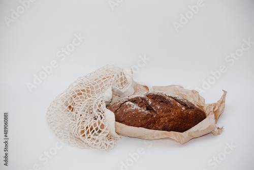 black bread on a white background