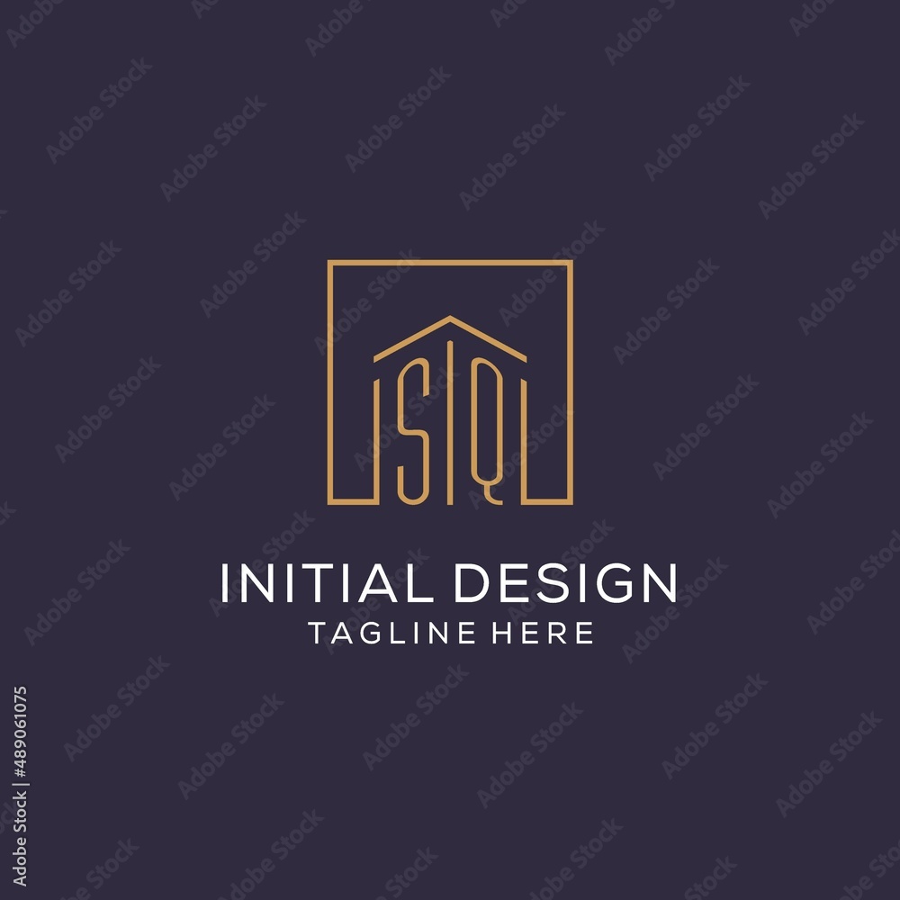 Initial SQ logo with square lines, luxury and elegant real estate logo ...