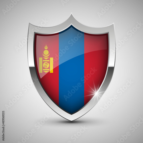 Free Download EPS10 Vector Patriotic shield with flag of Mongolia. - GFXLoad