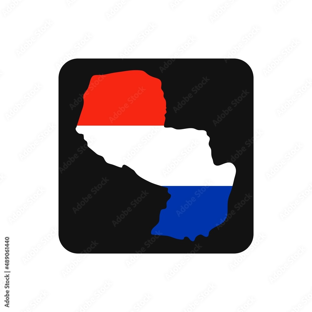 Fototapeta premium Paraguay map silhouette with flag on black background