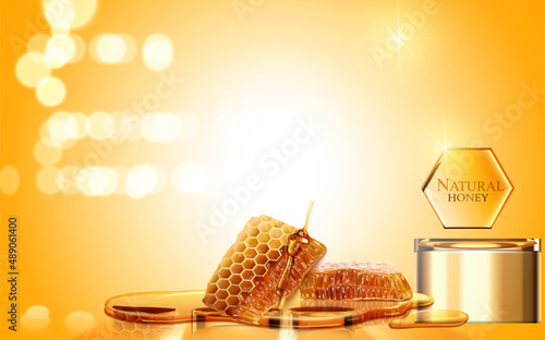 honey banner that can be printed as brand labels for promotions and packaging layouts