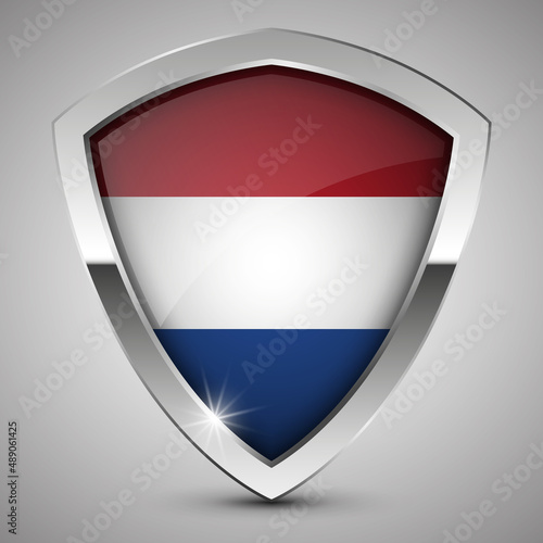 Free Download EPS10 Vector Patriotic shield with flag of Netherlands. - GFXLoad