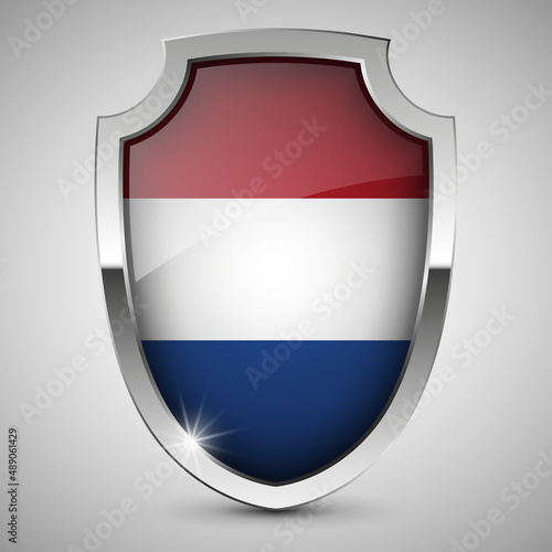 EPS10 Vector Patriotic shield with flag of Netherlands. Free Download EPS10 Vector Patriotic shield with flag of Netherlands. - GFXLoad