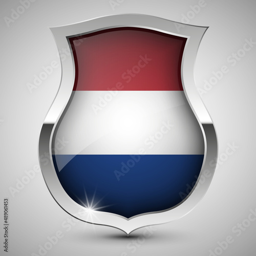 Free Download EPS10 Vector Patriotic shield with flag of Netherlands. - GFXLoad