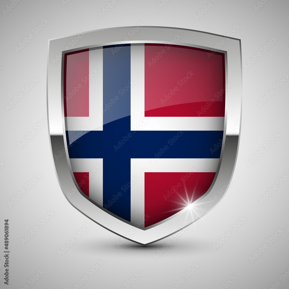 Obraz premium EPS10 Vector Patriotic shield with flag of Norway.