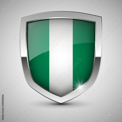 Free Download EPS10 Vector Patriotic shield with flag of Nigeria. - GFXLoad