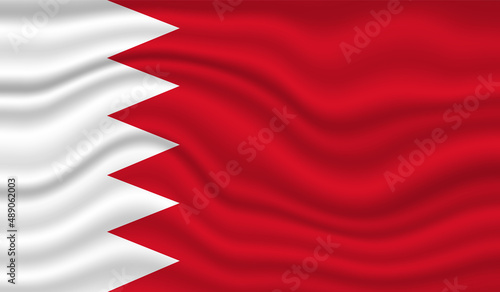 Bahrain National Flag vector design. Bahrain flag 3D waving background vector illustration