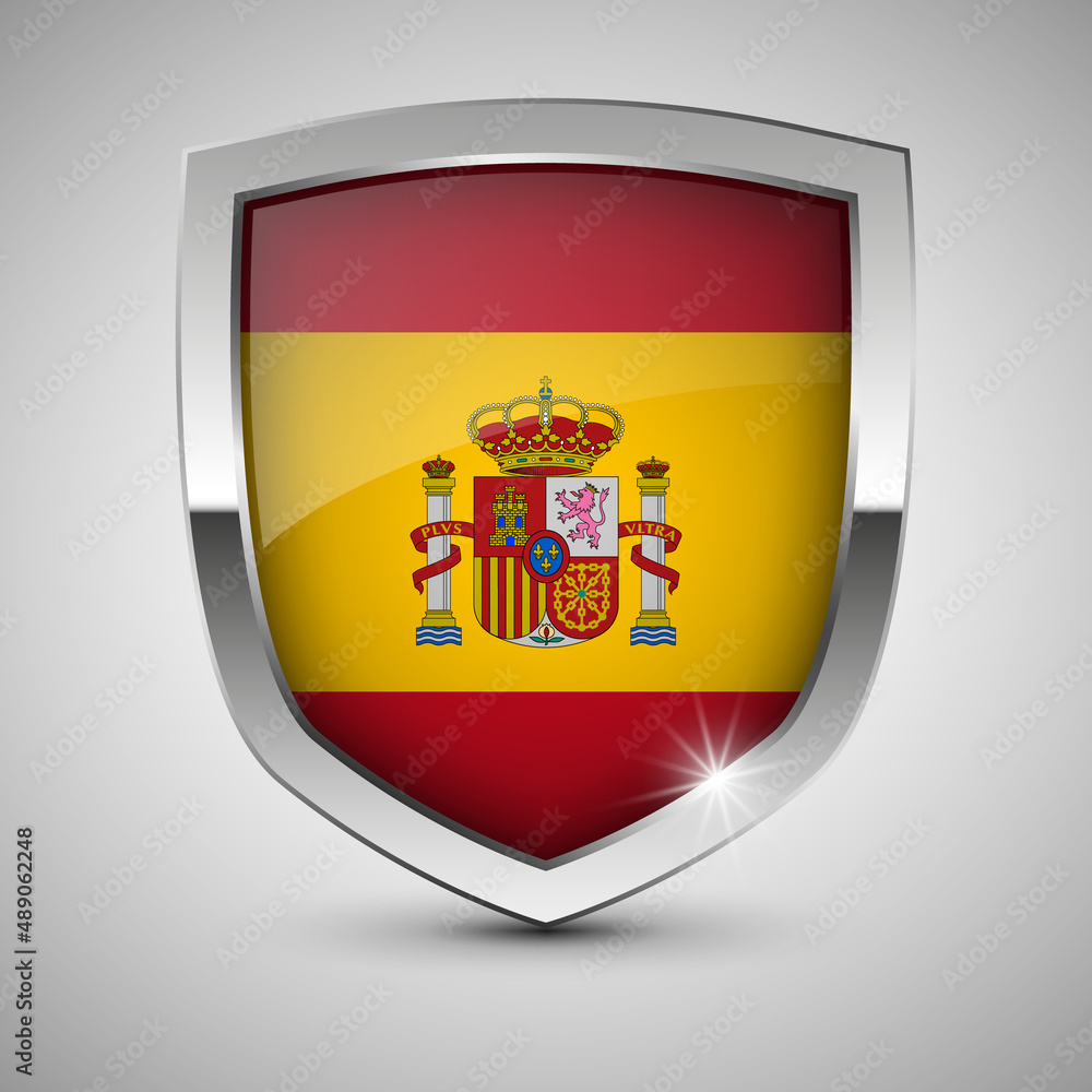 EPS10 Vector Patriotic shield with flag of Spain. EPS10 Vector Patriotic shield with flag of Spain.