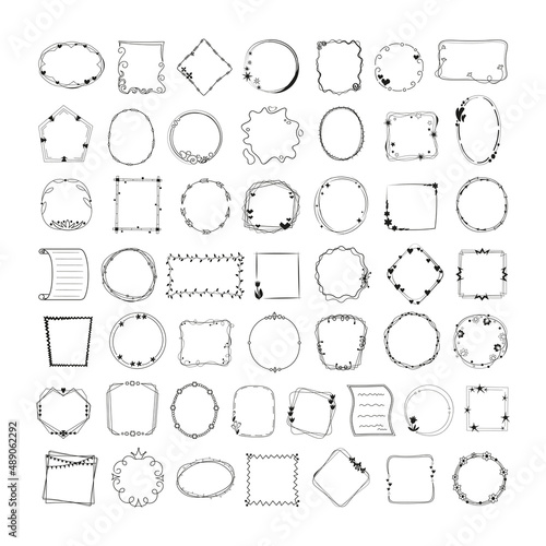 Collection of linear frames of different shapes. Decorative elements.