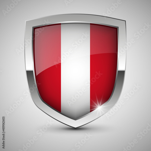 EPS10 Vector Patriotic shield with flag of Peru.