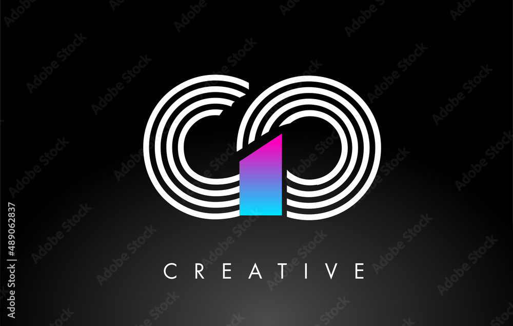 GO White Purple Lines Letter Logo. Creative Line Letters Vector Template. GO White Purple Lines Letter Logo. Creative Line Letters Vector Template.