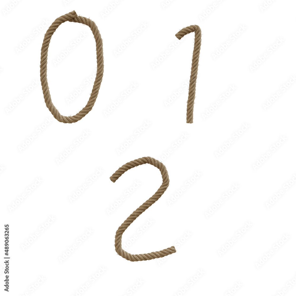 Hemp rope capital letters alphabet - digits 0-2 Hemp rope capital letters alphabet - digits 0-2