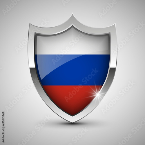 EPS10 Vector Patriotic shield with flag of Russia.