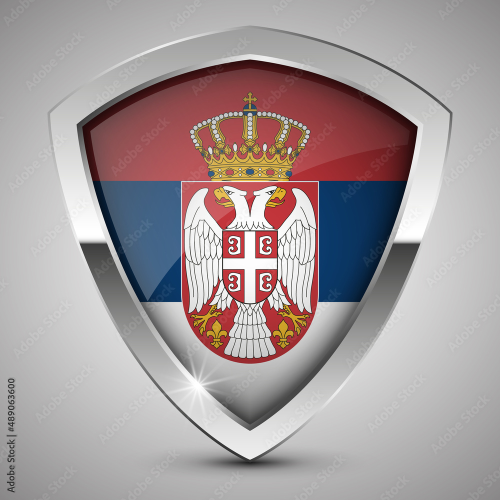 EPS10 Vector Patriotic shield with flag of Serbia. EPS10 Vector Patriotic shield with flag of Serbia.