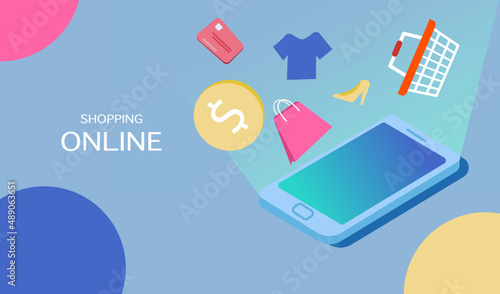 vector hand drawn illustration on the theme of online cosmetics store. care and decorative cosmetics and a smartphone. flat trend illustration for magazines, website and application 