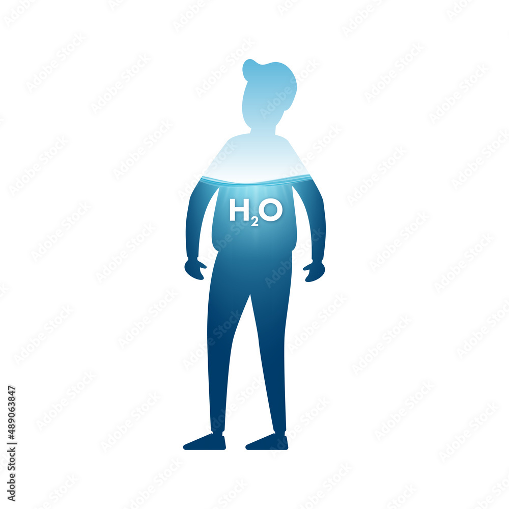 Water body balance. H2O level. Healthy lifestyle. Vector stock illustration. Water body balance. H2O level. Healthy lifestyle. Vector stock illustration.