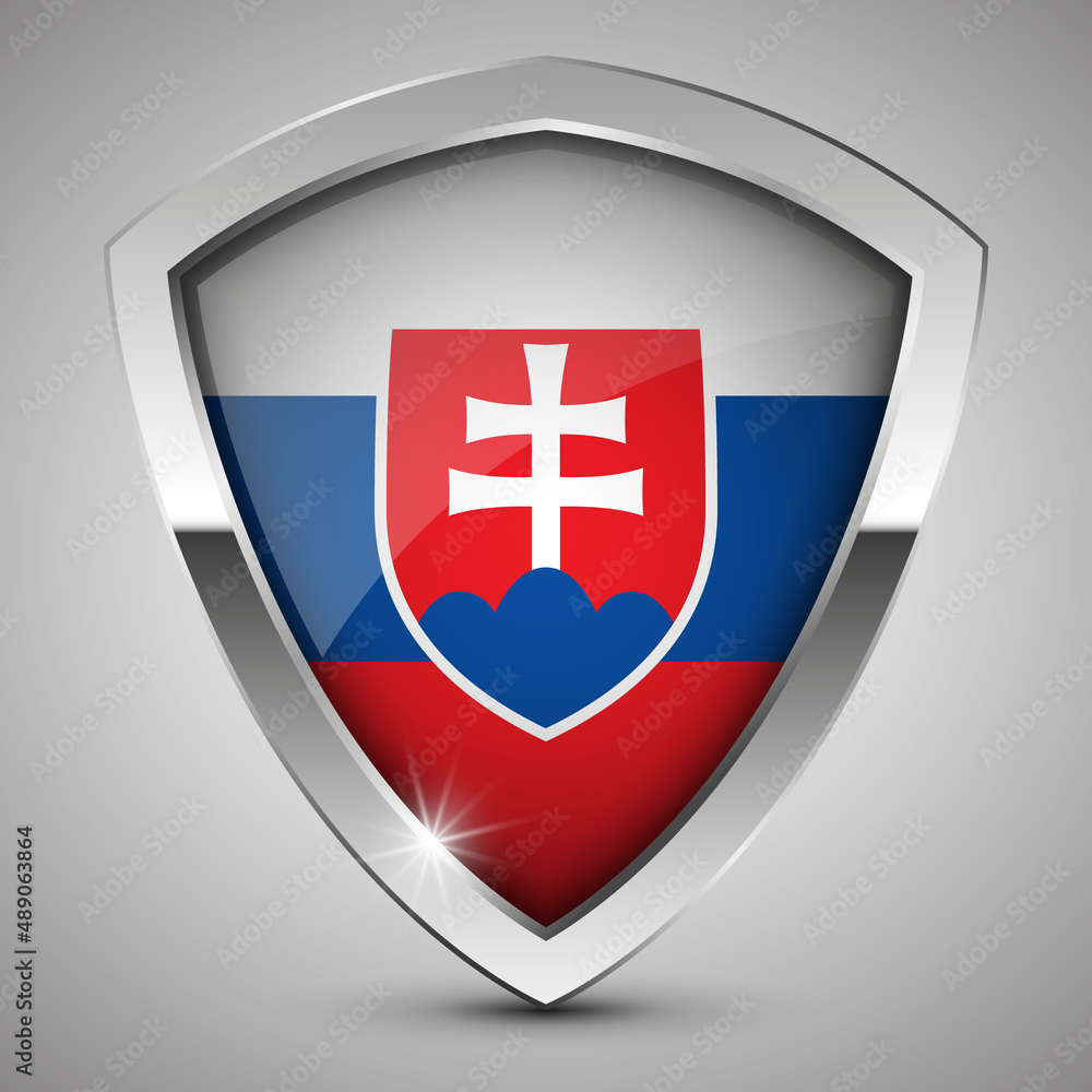 Fototapeta premium EPS10 Vector Patriotic shield with flag of Slovakia.