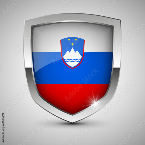 EPS10 Vector Patriotic shield with flag of Slovenia. Free Download EPS10 Vector Patriotic shield with flag of Slovenia. - GFXLoad