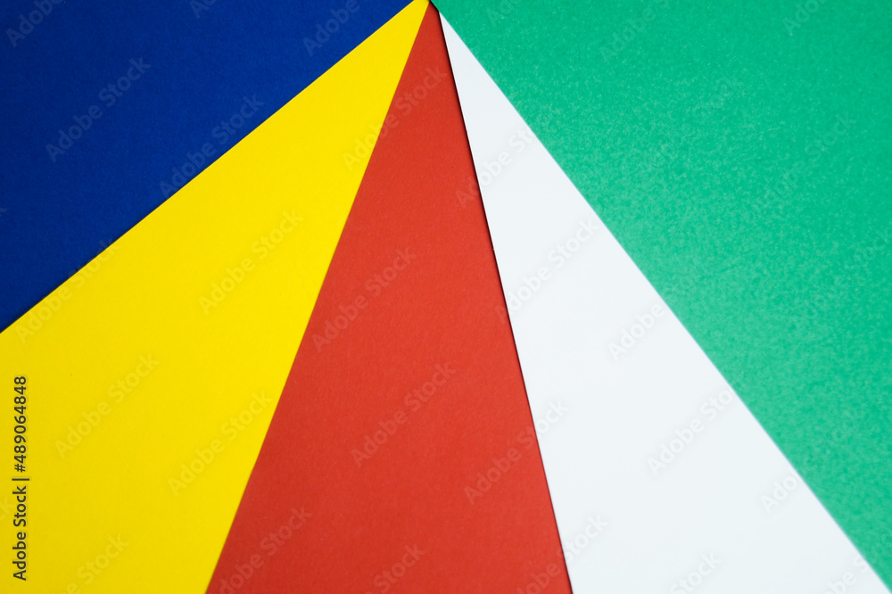 Five colors of the Seychelles flag. Illustration of geometric shapes. Five colors of the Seychelles flag. Illustration of geometric shapes.