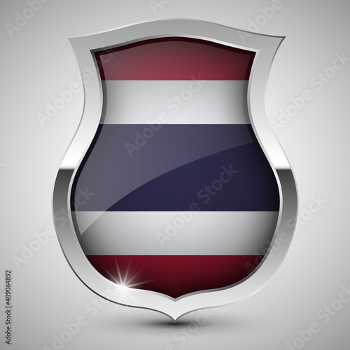 EPS10 Vector Patriotic shield with flag of Thailand. Free Download EPS10 Vector Patriotic shield with flag of Thailand. - GFXLoad