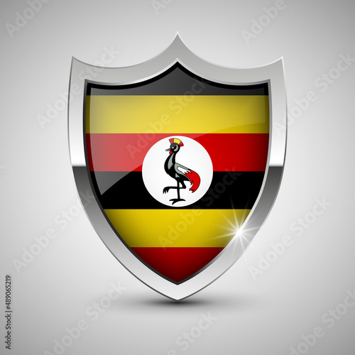 Free Download EPS10 Vector Patriotic shield with flag of Uganda. - GFXLoad
