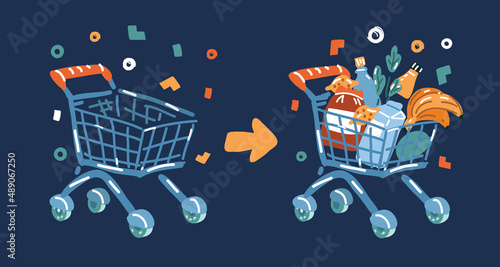 Cartoon vector illustration of cartoon of shopping troley photo