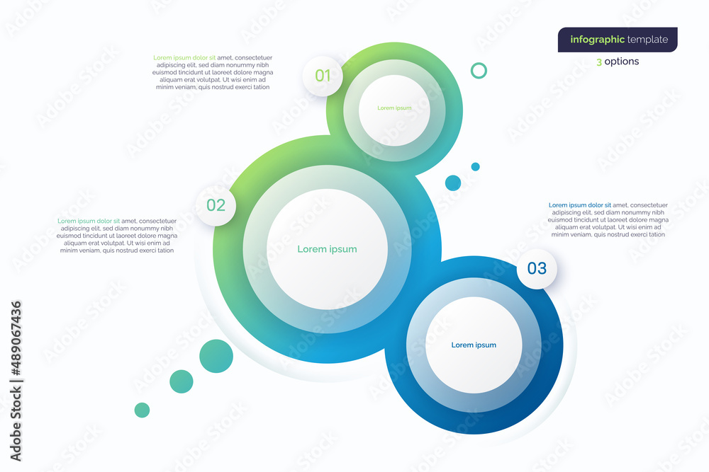 Abstract vector gradient minimalistic infographic template composed of 3 circles Abstract vector gradient minimalistic infographic template composed of 3 circles
